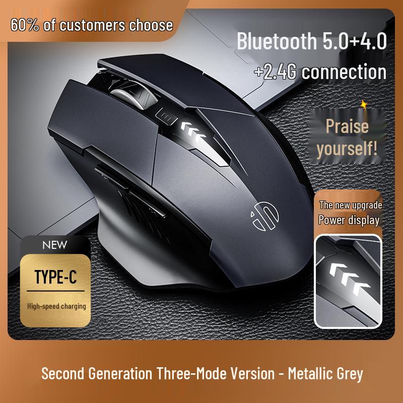 Беспроводная Bluetooth-мышь Inphic F1S, перезаряжаемая, три режима, бесшумная, для офиса и игр