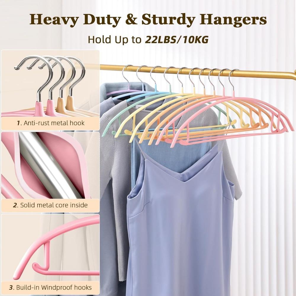 No Hangers Sweater Clothes Hangers Shoulder Bump Duty Coat Hangers Non Slip Pvccoating Metal Hangers For Sweaters Suits Dresses Jackets