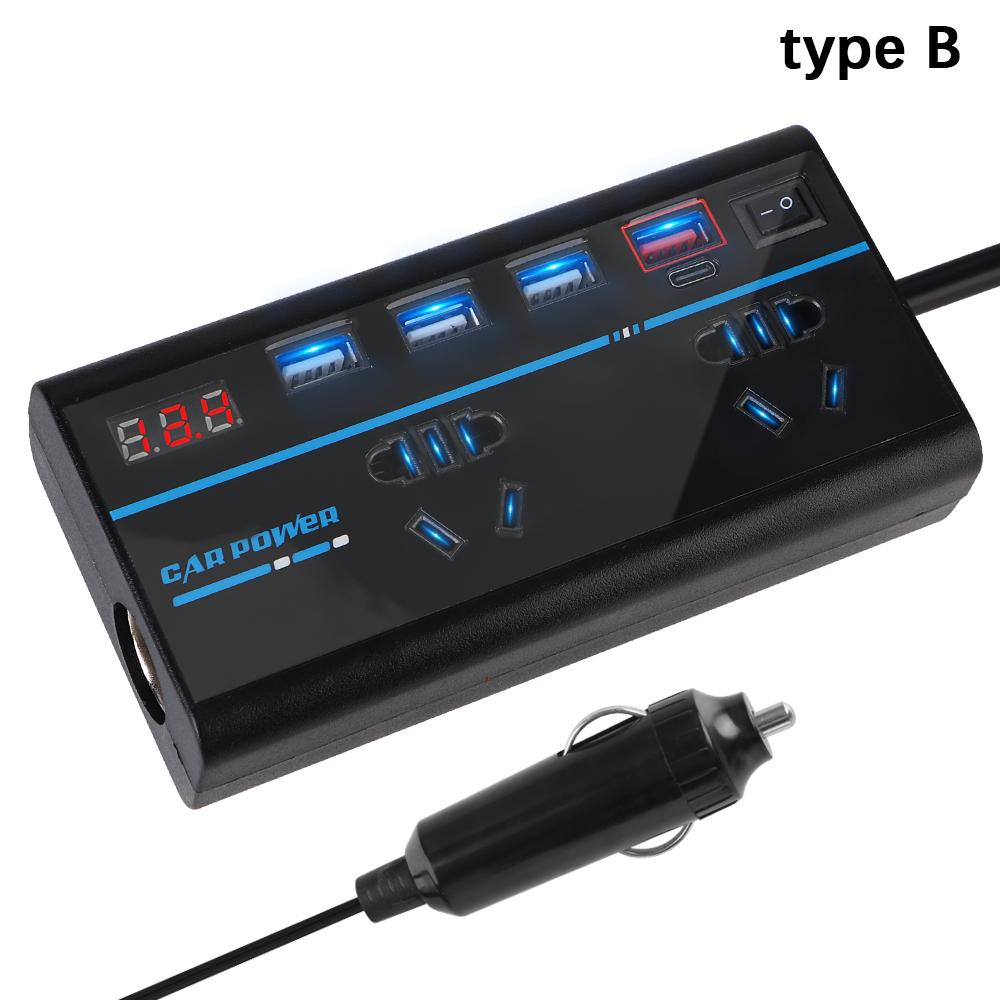 Инвертор 200 Вт DC 12 В/24 В в AC 110 В/220 В Преобразователь для автомобильных розеток с переключателем, вольтметром, USB-зарядными устройствами, портом прикуривателя