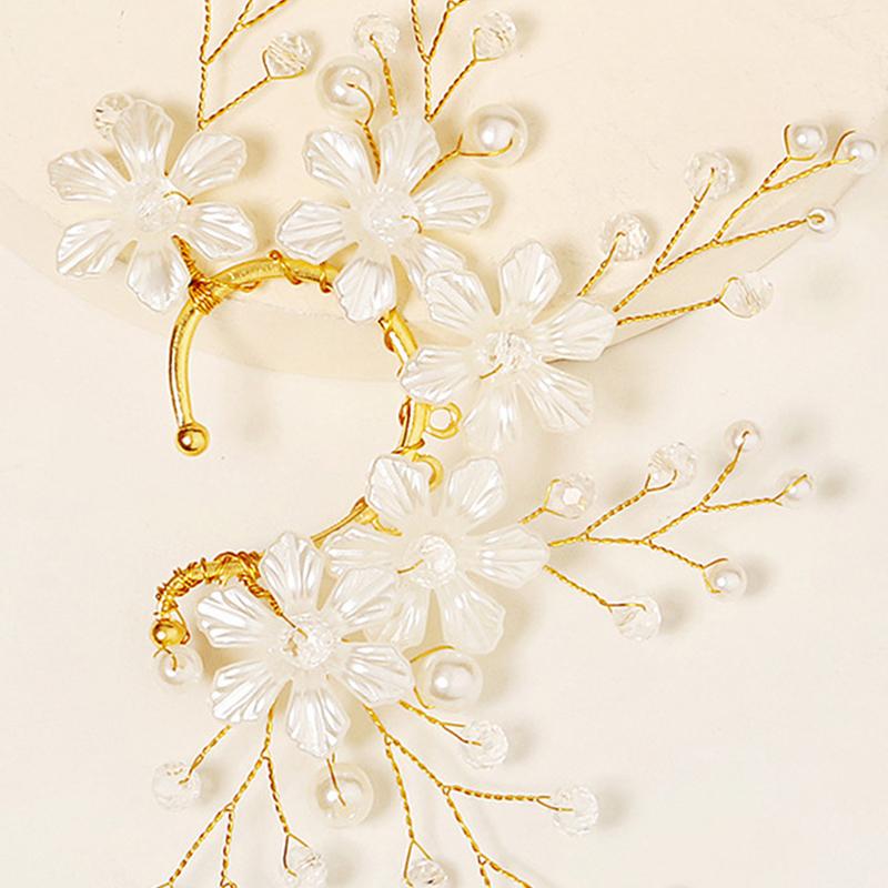 Цветочный кафф без пирсинга ручной работы жемчужный цветочный панк блестящие серьги женские милые нежные каффы для вечеринки ювелирный подарок