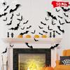 50Pcs/set Halloween 3D Black Bat Wall Stickers With Plastic Spiders for Home Room Decoration Scary Props Kids Party Supplies