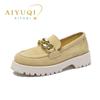 Women Loafers Suede Genuine Leather  Chain British Style Women Spring Shoes Large Size  Student Shoes Ladies