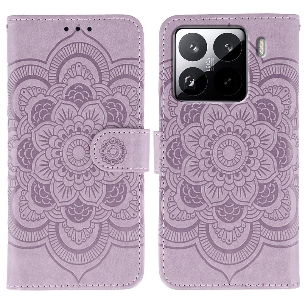 For Xiaomi 15 Pro Case PU Leather Mandala Imprinted Design Wallet Phone Cover