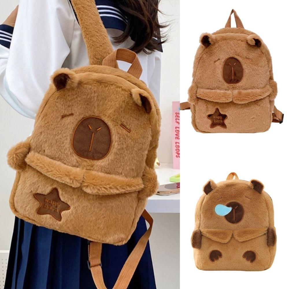 Large Capacity School Backpack Star Stuffed Toys Schoolbag Cute Capybara Backpack Gifts