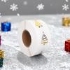 Рождественские наклейки для открыток, 500 штук прозрачные наклейки с елкой 2,5 см самоклеящиеся прозрачные с золотой фольгой праздничные наклейки в рулоне для вечеринки
