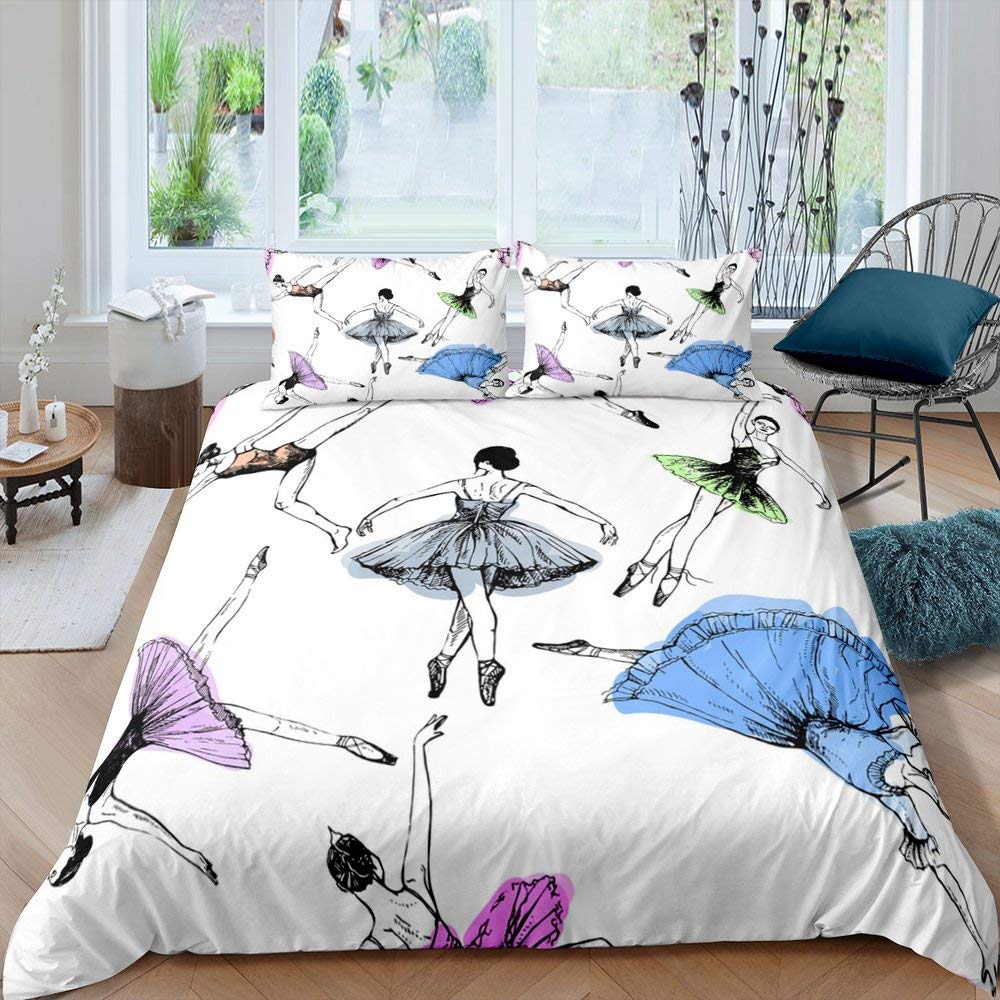 Комплект постельного белья для балета «Лебединое озеро», одеяло для танцев, покрывало для детей, мальчиков и девочек, балерин, крупный план, пододеяльник, покрывало для танцев