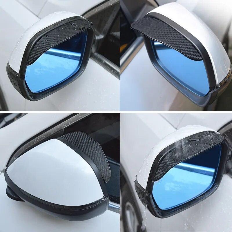 2pcs Car Rearview Mirror Rain Shield Rain Eyebrow Rain Cover Universal Carbon Fiber Rear View Side Mirror Rain Eyebrow Shield