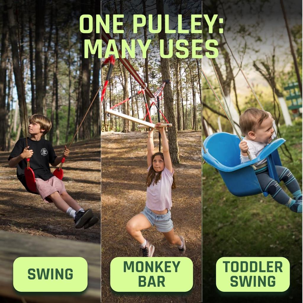 Fofana Ninja Slider Slackline Pulley Turn Your Slackline Into a Ninja Warrior Obstacle Course Patented Design – Zipline. –