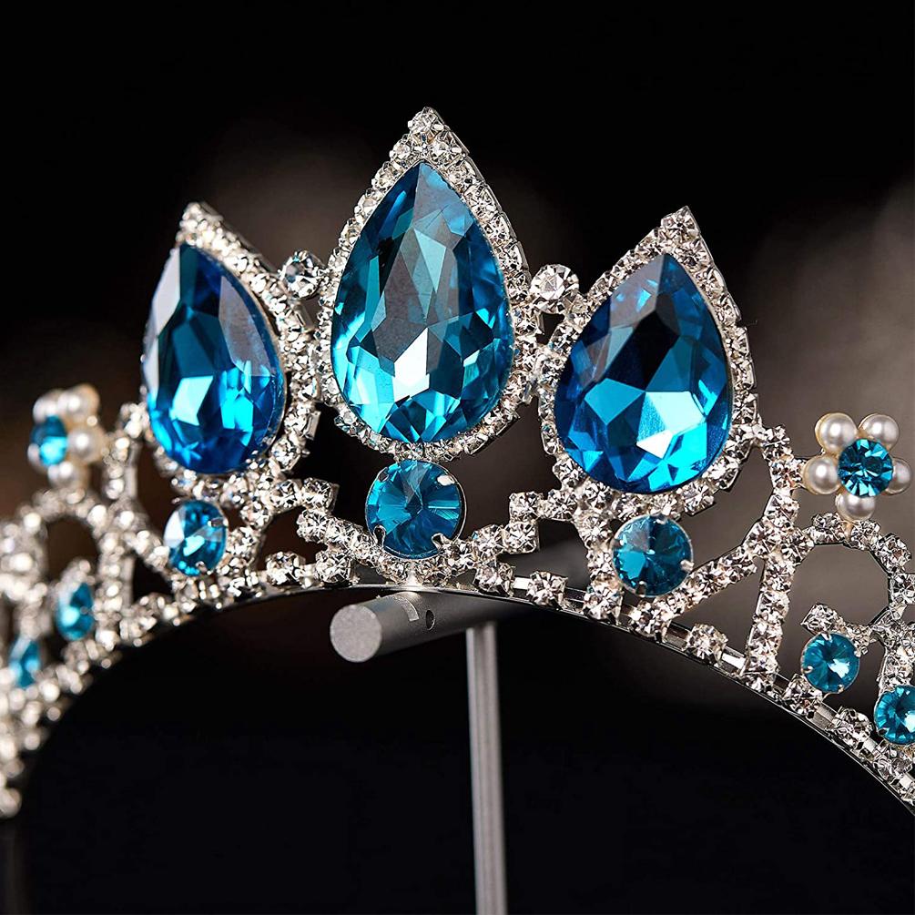 Стразы Тиара Свадебная Ручная Работа Блеск Блеск Жемчужная Повязка на Голову Тиары для Девочек Принцесса Корона