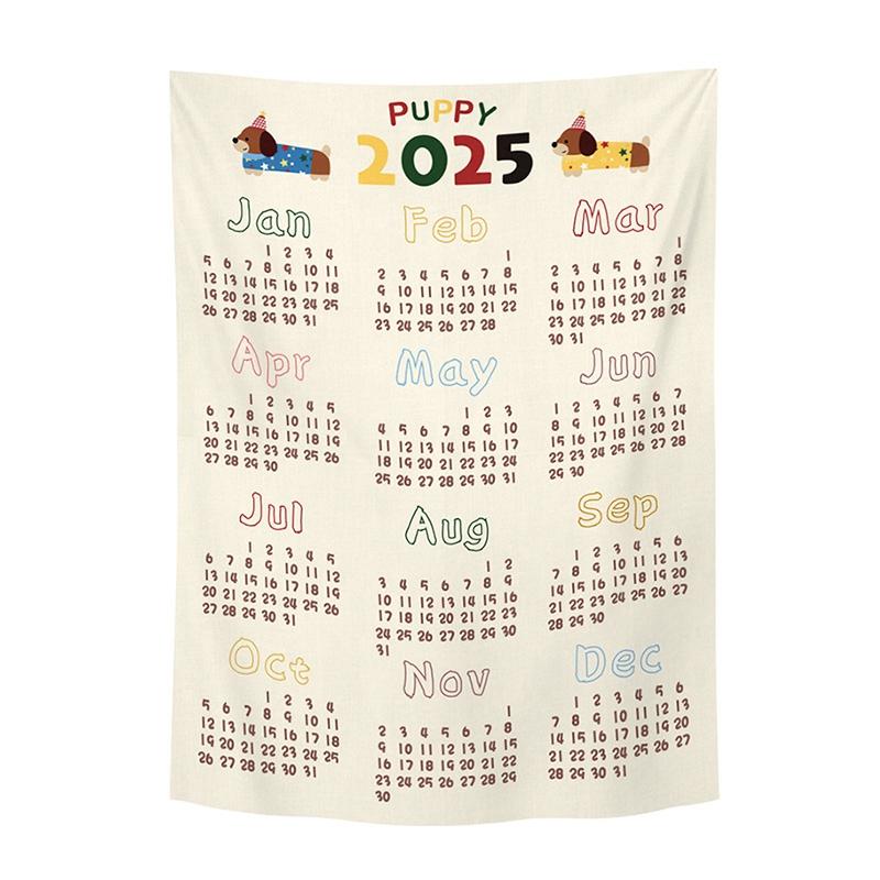 Новогодний календарь Домашняя подвесная ткань Календарь на Новый год 2025 Настенный фон Гобелен Фотоподвесная ткань Украшение для дома