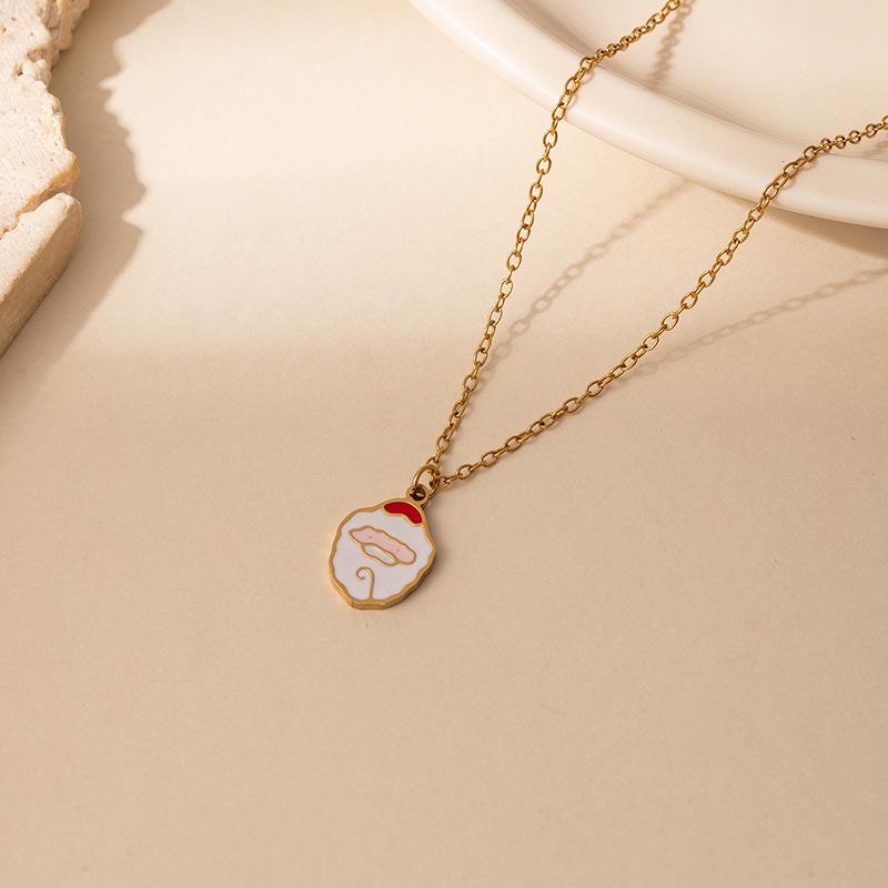 Stainless Steel Reindeer Necklace - Christmas Cartoon Clavicle Chain with Creative Design