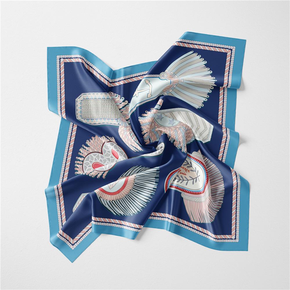 Silk Scarf Women Rope Print Square Scarves Wraps Bandana Small Hijab Foulards Lady Tie Headband Neckerchief 53CM