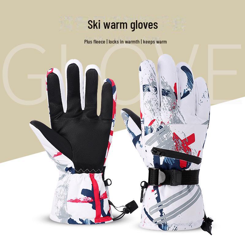 Men's Cold-Proof Thick Velvet Windproof Touchscreen Ski & Motorcycle Gloves for Winter Outdoor Activities