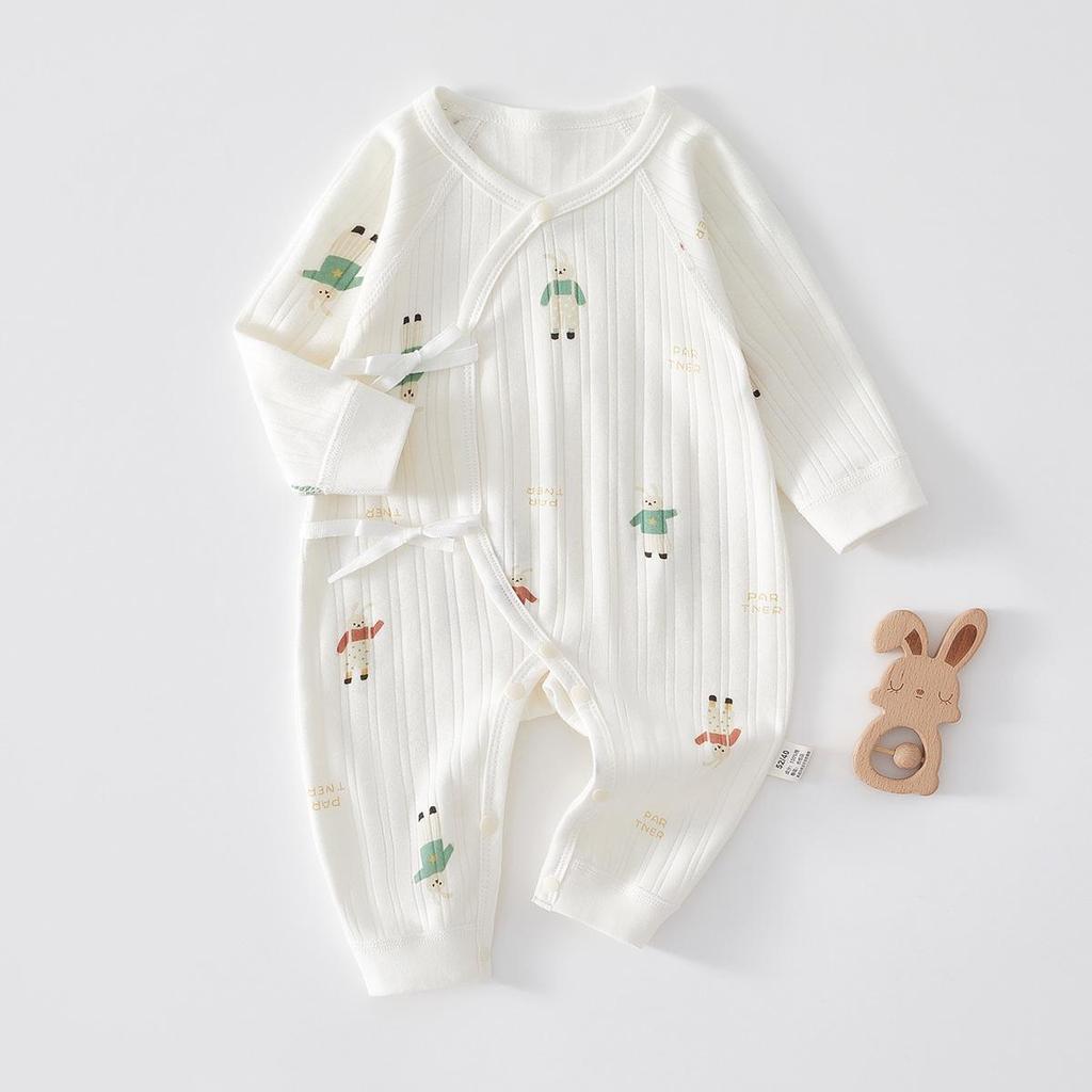 Комбинезон с длинным рукавом из чистого хлопка для новорожденных: Круглогодичный боди без костей для мальчиков и девочек