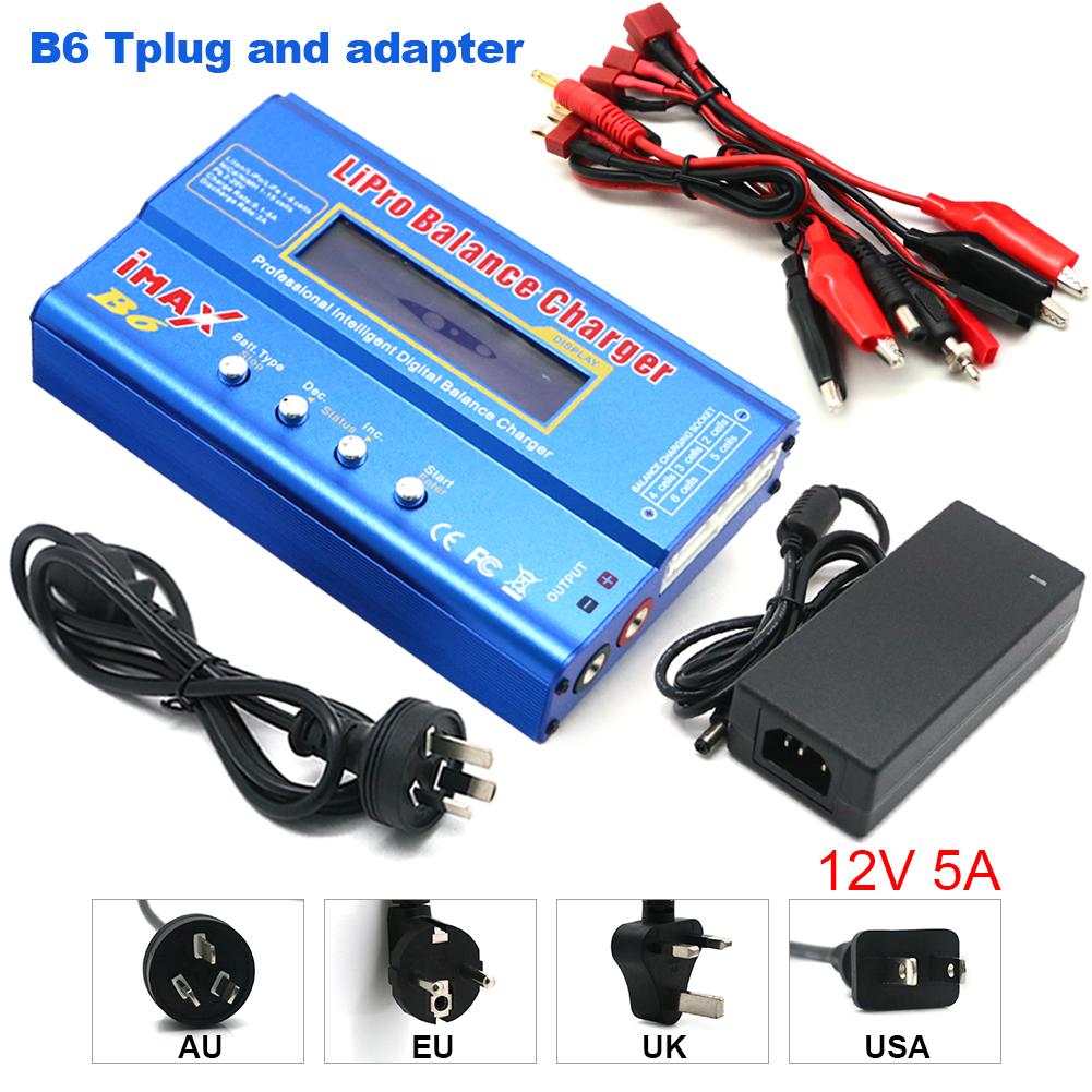 IMAX B6 80W Lipo Charger T/Tamiya/XT60 Plug For NiMh Li-ion Ni-Cd Lipo Battery Balance Discharger+12V 5A Adapter For Rc Charger