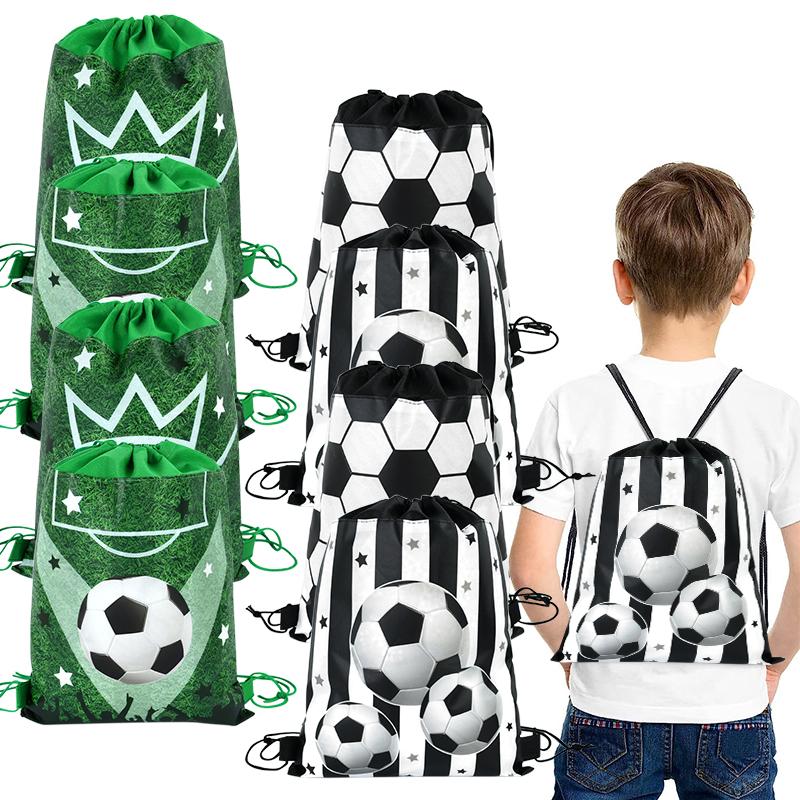 1-20Pcs Football Theme Gift Bags Non-woven Soccer Drawstring Goodie Bag Backpack Kids Sport Birthday Party Favors Decor Supplies