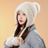 Модная плюшевая нить, защита ушей, теплая шапка, женская зимняя холодостойкая лыжная хлопковая шапка, вязаная шапка с помпоном для велоспорта на открытом воздухе
