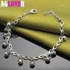 925 Sterling Silver Bead Ball Bell Chain Bracelet Jewelry