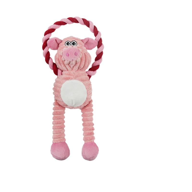 Cute Bear Plush Rope Dog Toy, Squeaky Corduroy Tug-of-War Pet Chew Toy for Puppy, Interactive Teething Toy