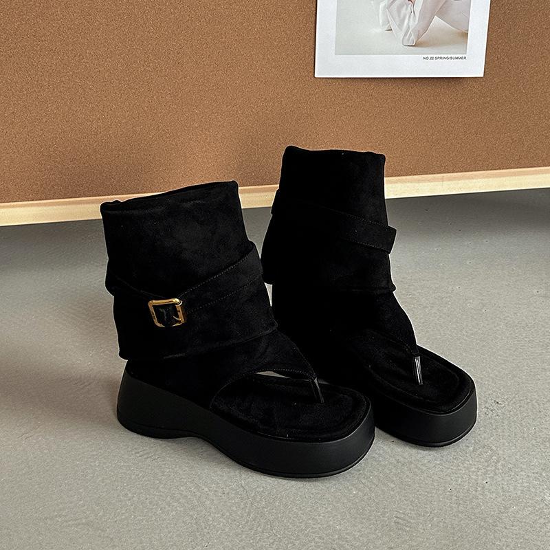 Fashion, Simple Temperament, Versatile Thick-soled Heightening Toe Cold Boots, Women's 2025 Summer New Comfortable Outer Sandals