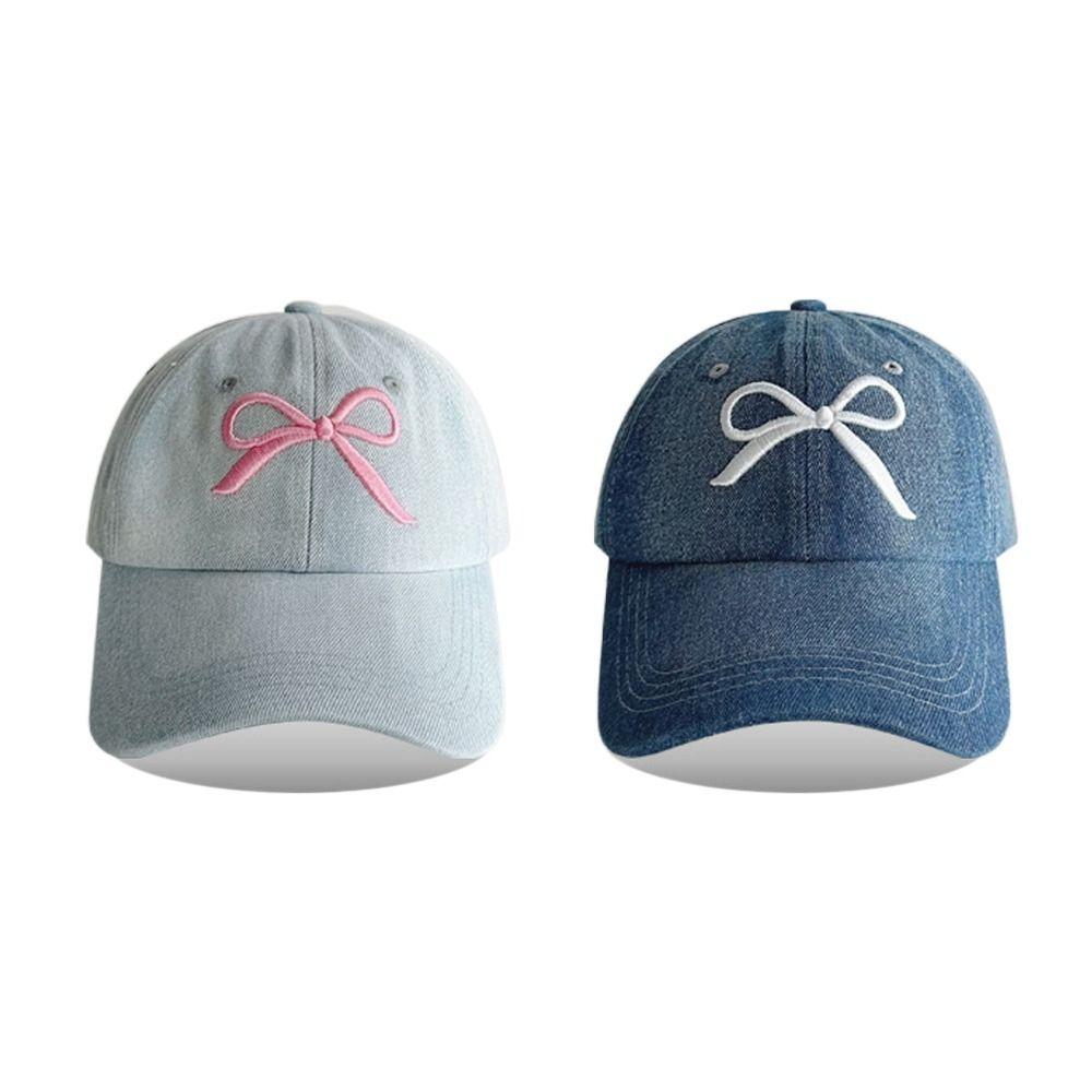 Регулируемые бейсболки с вышивкой бантиком, уличная шляпа от солнца, винтажная кепка с козырьком, женские, для девочек