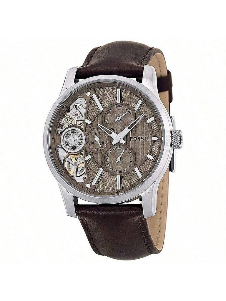 Fossil Мужские автоматические механические кожаные часы с 3 стрелками - Серия Twist с корпусом из нержавеющей стали и устойчивым к царапинам стеклом, ME1098