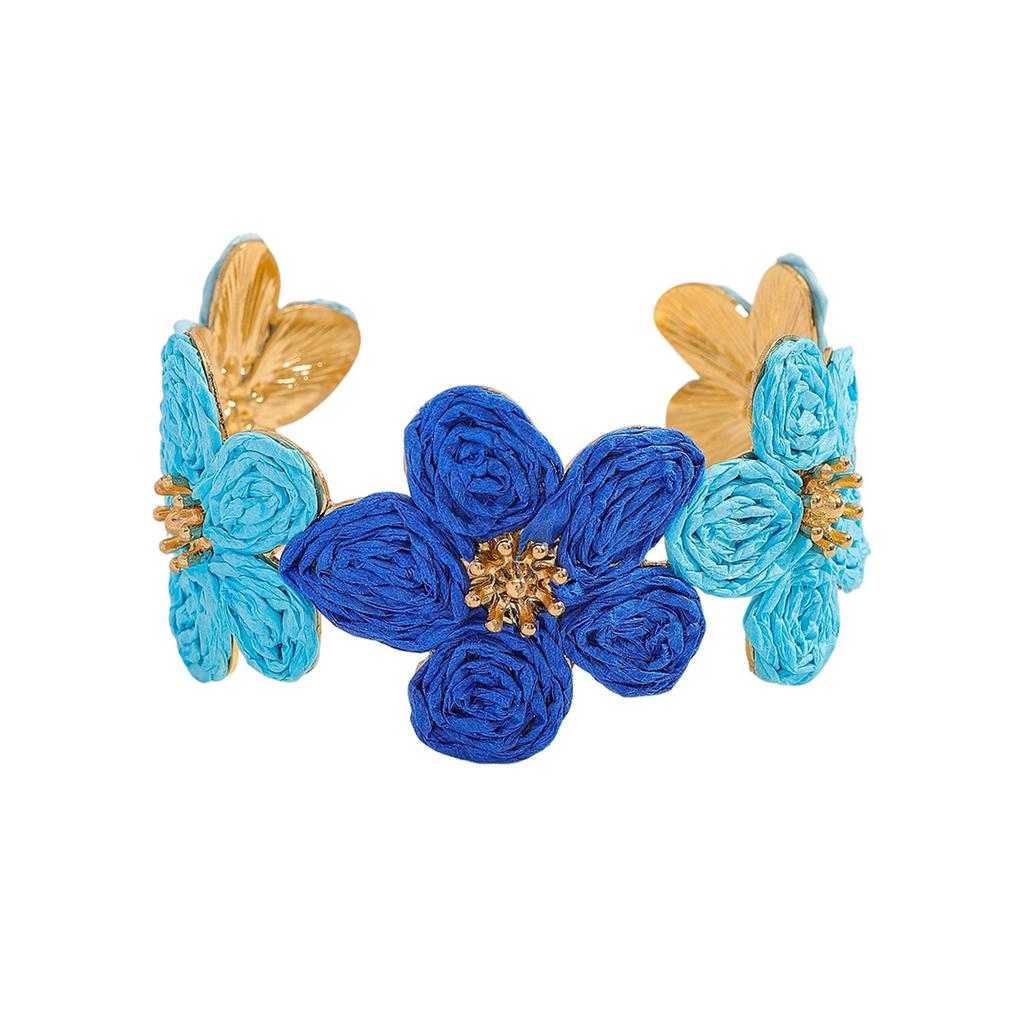 Браслет ручной работы из рафии и сплава с цветочным узором, легкий, в богемном стиле, элегантный аксессуар для запястья на каждый день