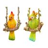 Resin Parrot Swing Figurine Outdoor Hanging Animal Sculpture Tropical Bird Swing Statue for Patio