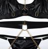 Sexy Women's Underwear Set: Bra, Belts, Chains, Thongs, Pink M