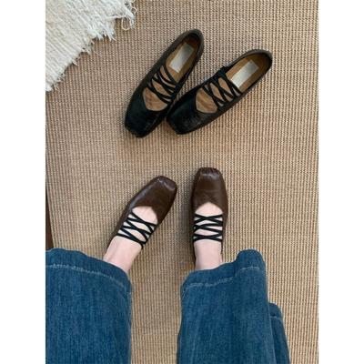 Французские туфли Мэри Джейн на плоской подошве в стиле ретро, коричневые, вечерние, одинарные, женские туфли, весна 2025, на мягкой подошве, черные, для работы