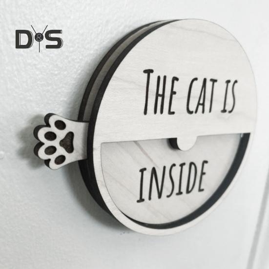 Магнитный знак-напоминание о питомце «Кот внутри», деревянный знак, переключаемый, для входной двери в дом, офиса, поворотный столик, украшение, подарок любителю кошек