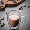 Double Wall Glass Tumbler with Handle Heat-Resistant Insulated Glass Mugs for Coffee Tea Milk 12oz Transparent Drink Cup for Home Office Use