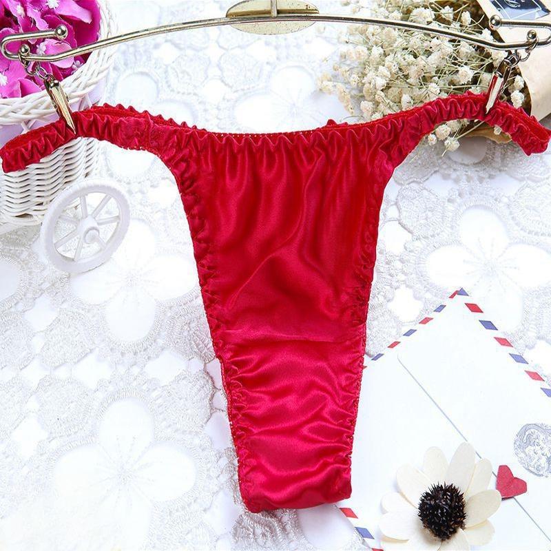 Women's Sexy Pure Silk Thongs Briefs Bikinis Underwear G-String Panties Comfortable Healthy