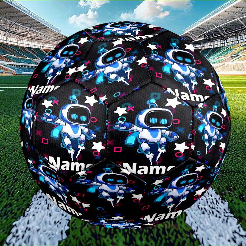 Custom Name Personalized Cosmic Bot Crew Print Size 5 Soccer Ball Training & Match Football, for Team, Kicking, Gift for Football