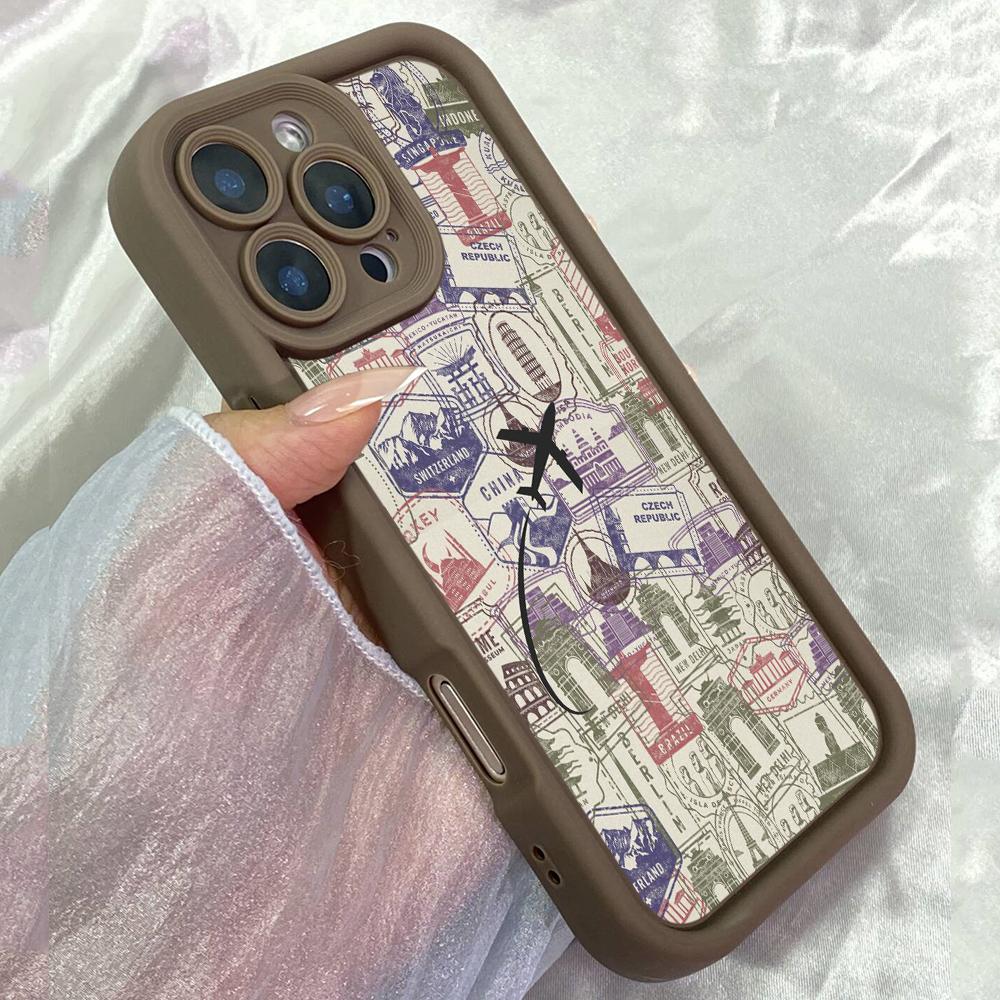 JT510 Ассортимент марок виза путешествие Париж для iPhone 17 16 15 Pro Max Samsung S26 S25 Ultra A17 A07 A56 A16 Xiaomi 15T Redmi 15c 14C Мягкий чехол