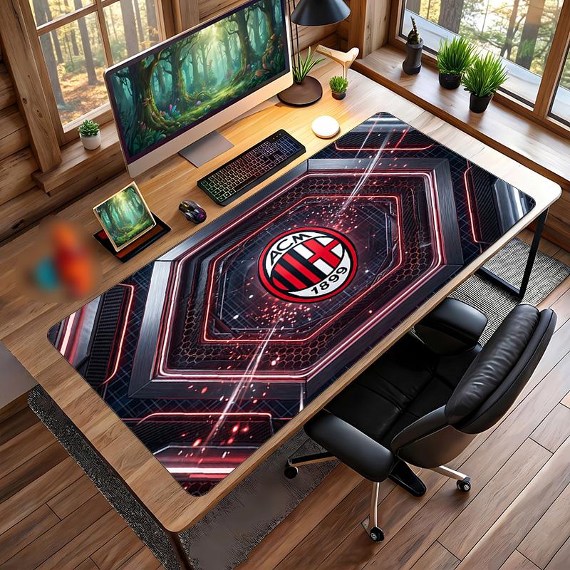 Большой коврик для мыши с принтом AC Milan, нескользящий мягкий резиновый игровой коврик для стола, декор для офисного ноутбука компьютера