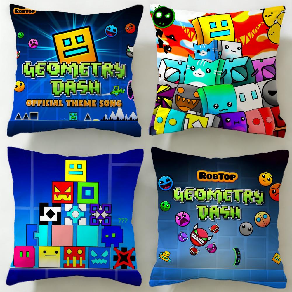 Классическая игра Geometry Dash Наволочка Мягкая Легко стирающаяся Наволочка Универсальная для Дивана Кровати Путешествий и Офиса