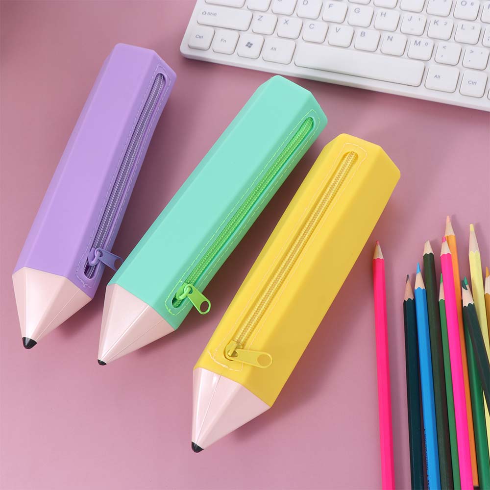 Soft Material Pencil Shape Bag Easy To Clean Soft Pencil Case Silicone Pencil Case School Use