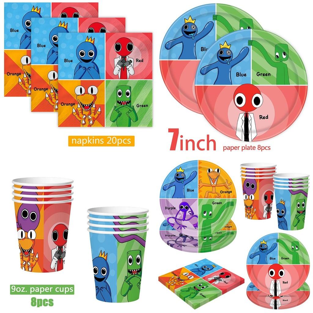 Набор для дня рождения Roblox Rainbow Friends: полный комплект с воздушными шарами, топпером для торта, баннером и многим другим!