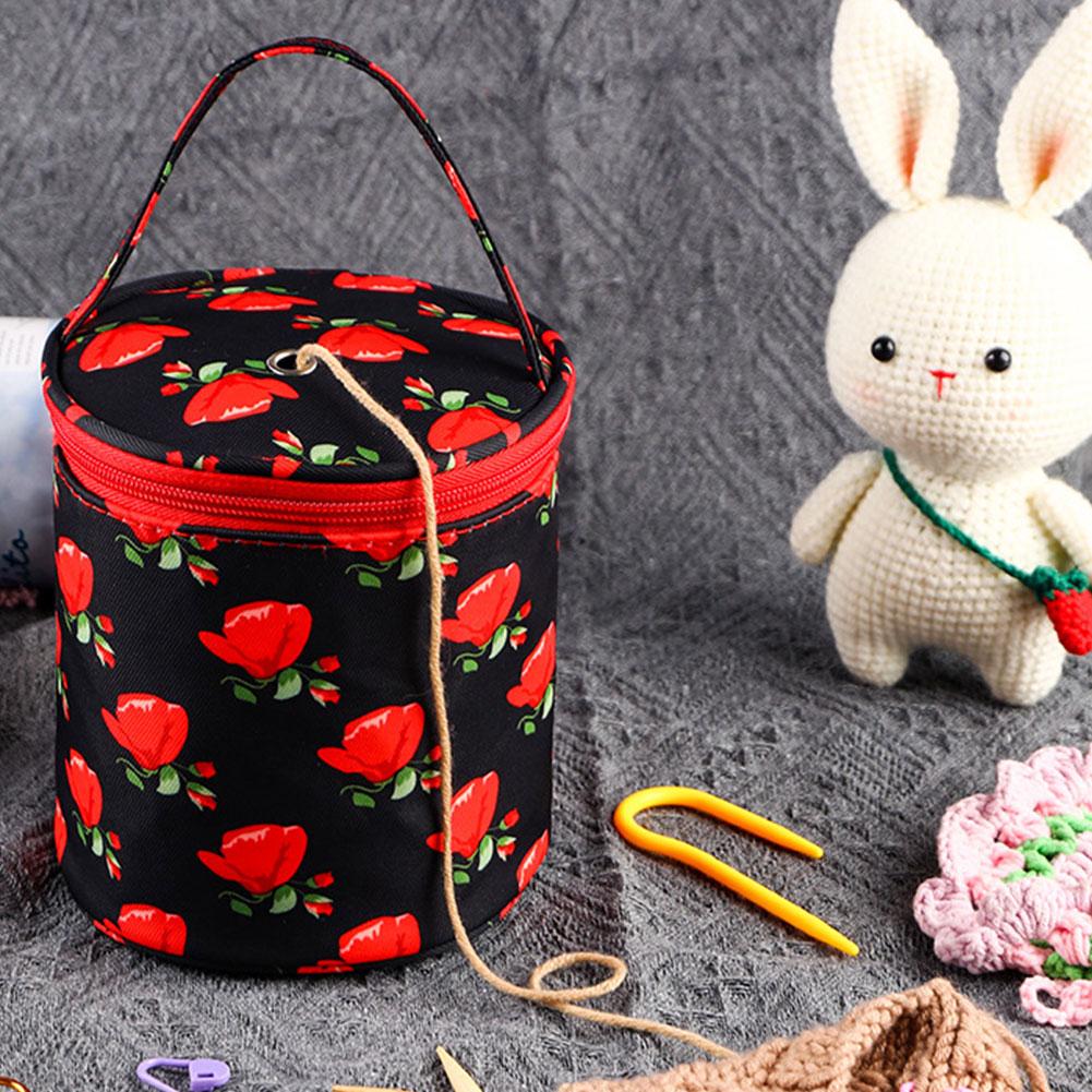 Оксфордская сумка для вязания крючком, короткая перфорированная сумка для хранения пряжи, сумка для вязания с розовым узором для крючков, вязальных спиц