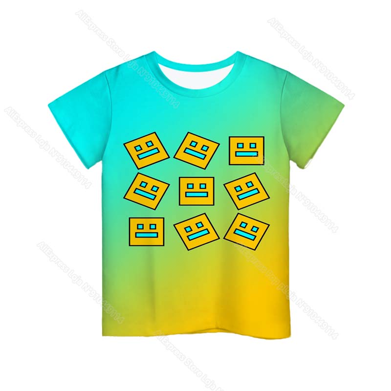 Angry Geometry Dash 3D Print T Shirts Boys Girls Cartoon Anime Tshirts Toddler Kids Game T-shirts Children Tee Tops Camiseta