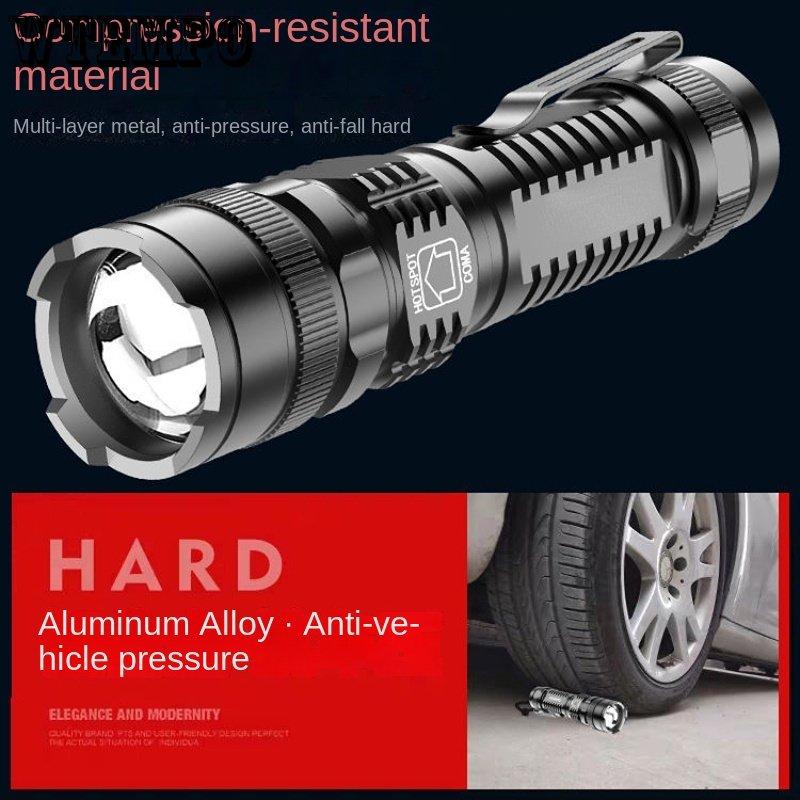 Выдвижной фонарик, светодиодный, портативный, многофункциональный, перезаряжаемый через USB, алюминиевый сплав, мощный фонарь, портативное мини-освещение
