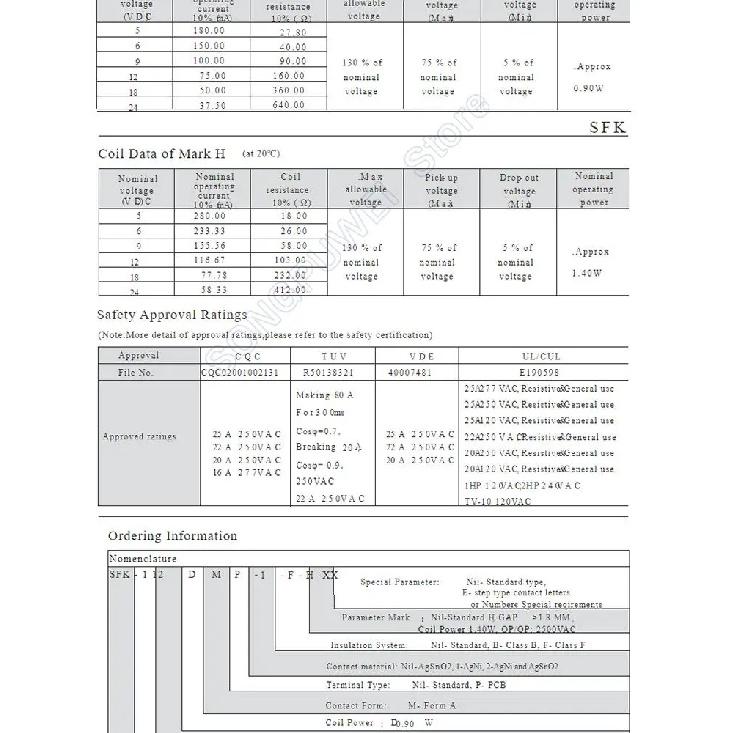 20 шт./лот Реле SANYOU SFK-112DM 105DM 124DM Реле кондиционера Силовое реле SFK 112DM 12В DC 20А 250В AC 4 контакта 1H Форма A