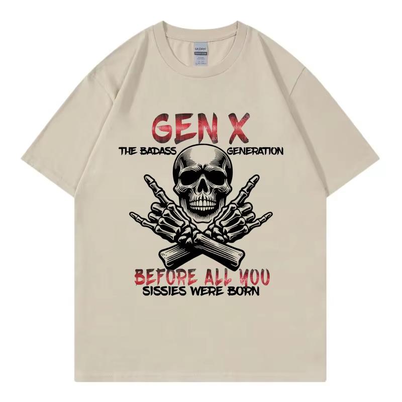 Funny Skull Unisexs Women Gothic Vintage Short Sleeve Tshirts The Badass Generation Meme Tshirt Fashion Casual Oversized T Shirt