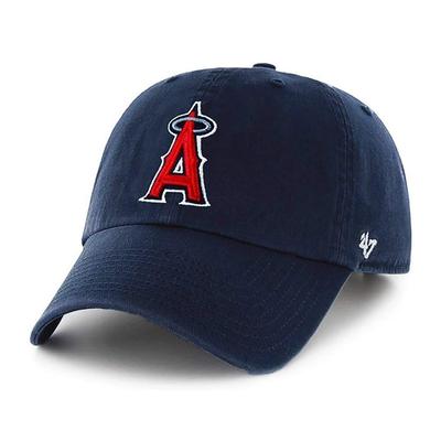 Кепка '47 Brand Los Angeles Angels CLEAN UP - Официальная кепка MLB, вымытый темно-синий, регулируемая