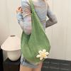 Women'S Braided Bag Korean Style Shoulder Tote Bag Lazy Style Knitted Hollow Flower Beach Bag