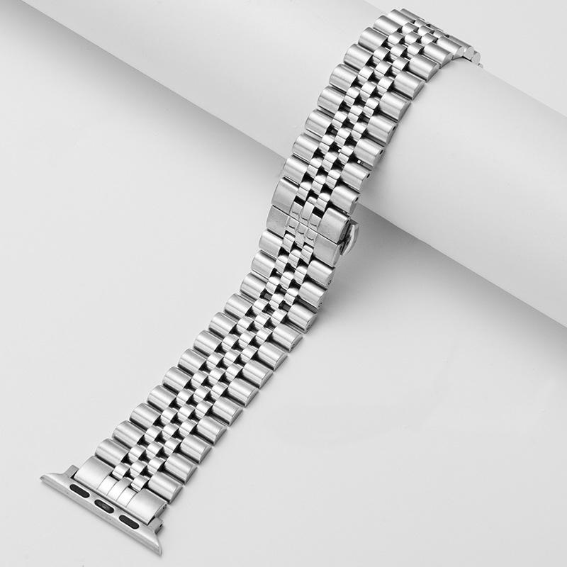 Ремешок для часов из нержавеющей стали для Apple Watch 6 5 4 3 2 Band Five Beads Luxury Metal Remezzo Bracelet For iWatch 6 5 Band 45 мм 49 мм