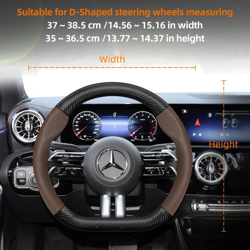 ATOW5 Suitable for Mercedes-Benz Breathable Leather Matte Carbon Fiber Texture Steering Wheel Cover Suitable for E Class S C a Glc Suv Eqc