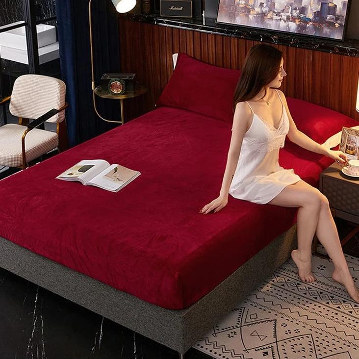 2025 Зимняя фланелевая простыня на резинке Теплая эластичная защита матраса Чехол Термопростыня Пара Роскошная простыня