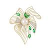 High-End Emerald Hollow Leaf Brooch Women'S High-End Design Sense Luxury Corsage Niche Suit Pin With Jewelry